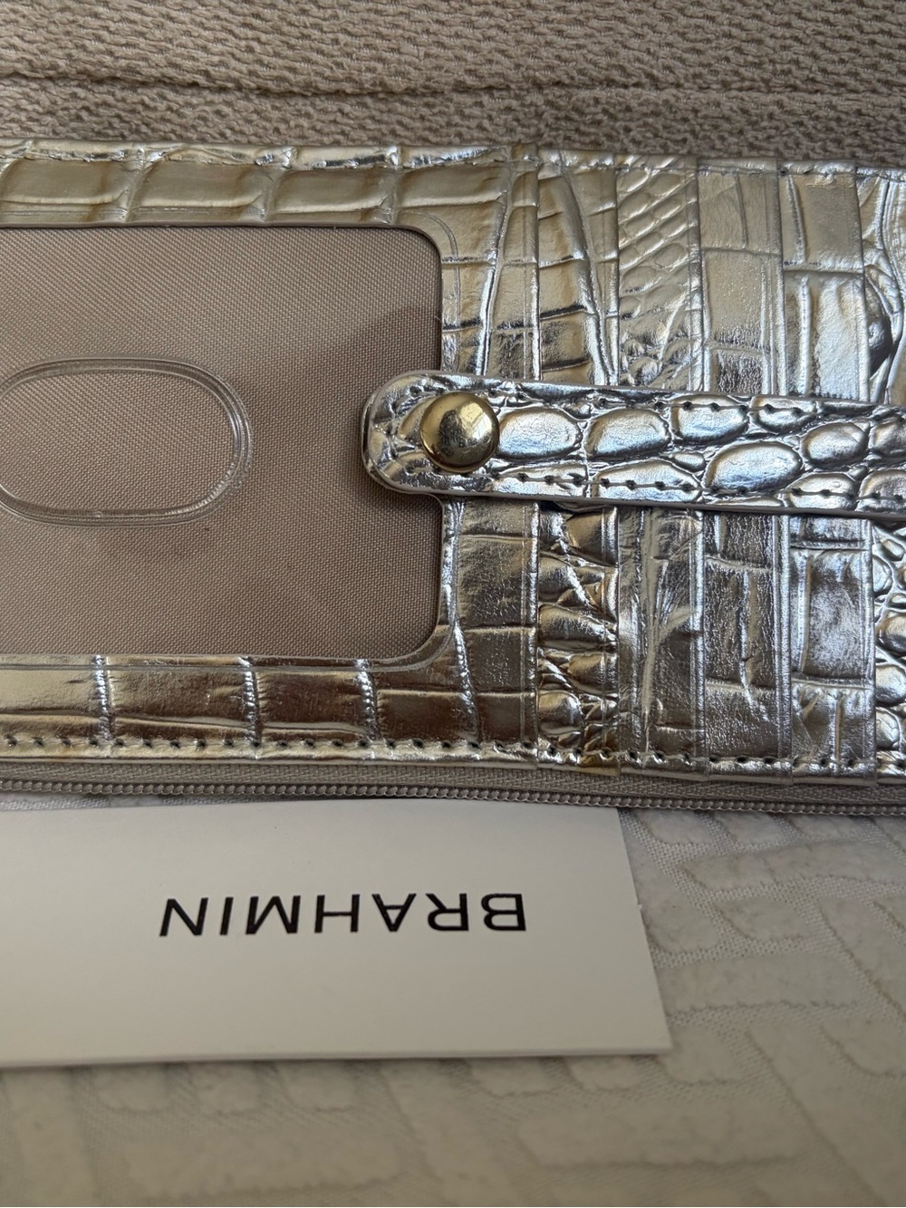NWT Brahmin Macchiato Melbourne Silver Credit Card Wallet - Picture 7 of 13